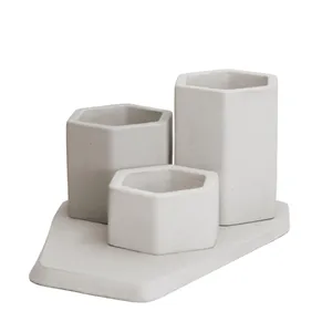 ست چهار تکه گلدان بتنی تیآکس مدل شش کنج