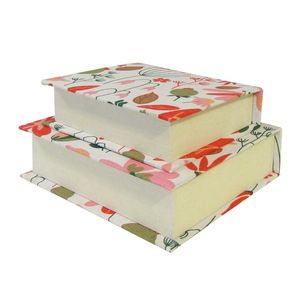 جعبه هدیه هوم اند لایف مدل ویلسون کتابی طرح گل و برگ های رنگی مجموعه 2 عددی