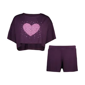 ست نیم تنه و شلوارک زنانه ناربن مدل 3150-1521705 رنگ بنفش