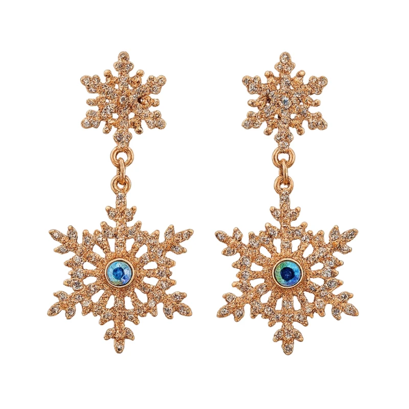 گوشواره آویز زنانه مدل کریسمس طرح دانه برف 