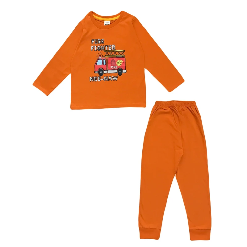 ست تی شرت و شلوار پسرانه مدل ماشین آتش نشانی کد 07