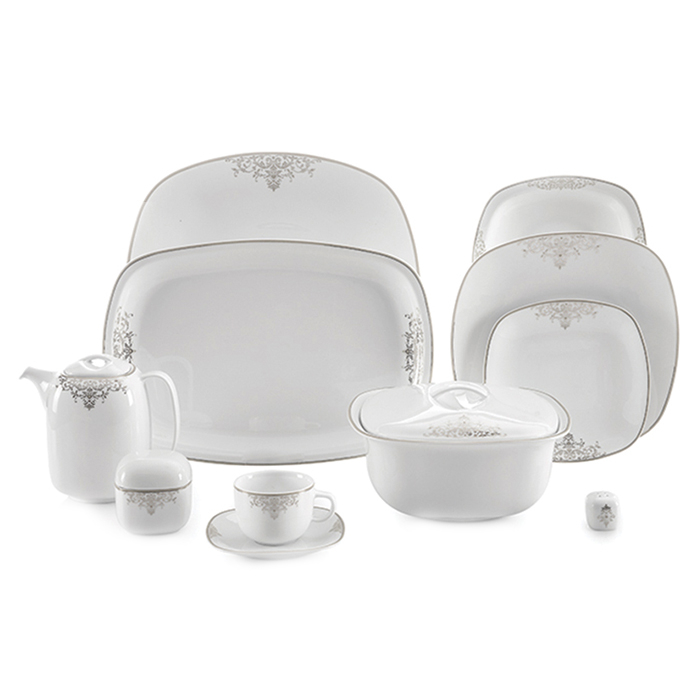 سرویس غذاخوری 98 پارچه چینی زرین ایران سری کواترو مدل مونت کارلو درجه یک