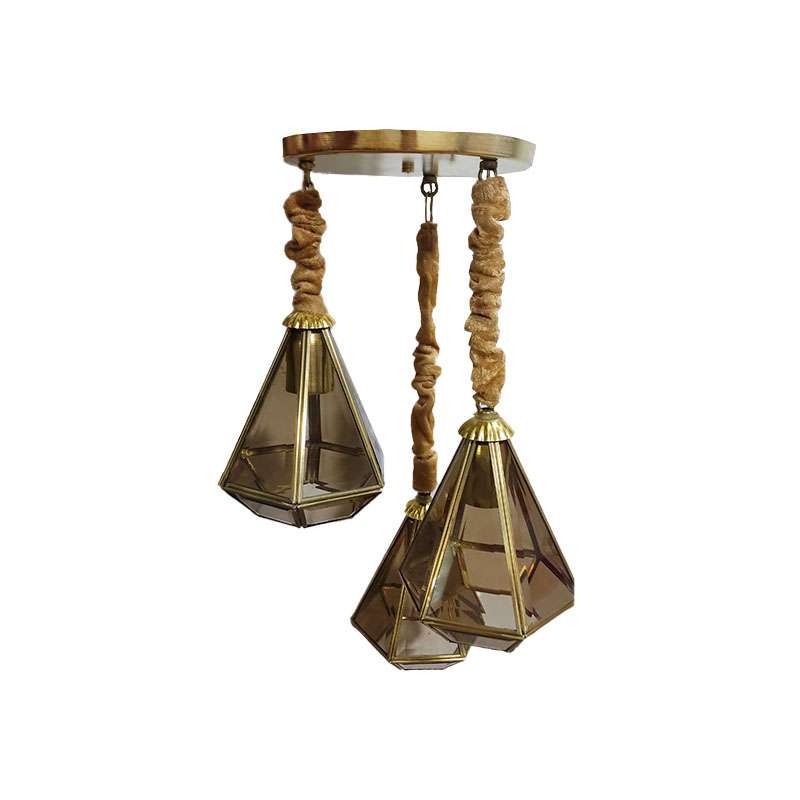 لوستر سه شعله مدل زمرد برنزی