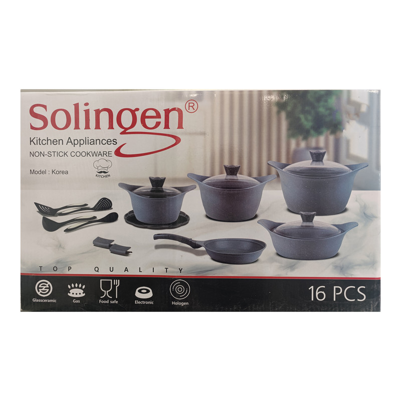 سرویس قابلمه و تابه گرانیتی 16 پارچه زولینگن مدل pc16