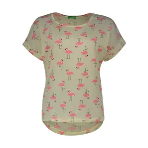 تی شرت آستین کوتاه زنانه میس اند تین طرح فلامینگو کد FU-32 