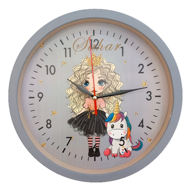 ساعت دیواری کودک مدل پرنسس تک شاخ کد 402039