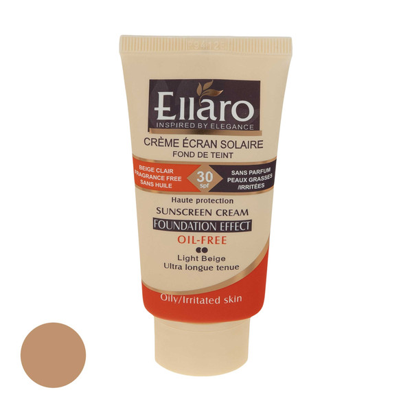 کرم ضد آفتاب رنگی الارو SPF30 سری Foundation Effect مدل Light Beige مناسب پوست های چرب تحت لیسانس حجم 40 میلی لیتر