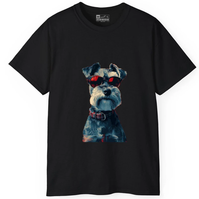 تی‌شرت آستین کوتاه مردانه پاد آفرین مدل حیوانات سگ عینک کد 1807