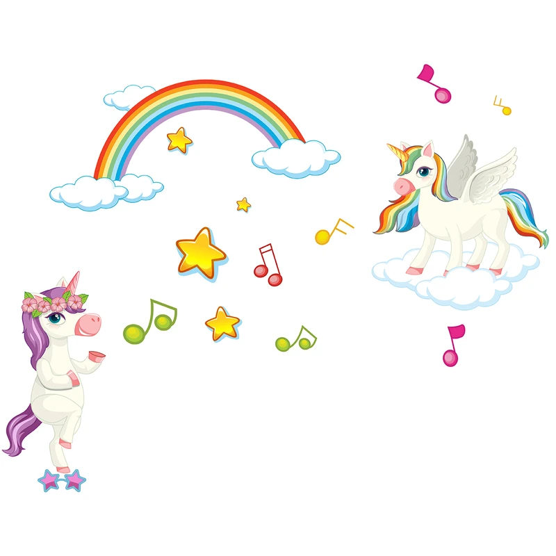  استیکر دیواری کودک طرح cute unicorn