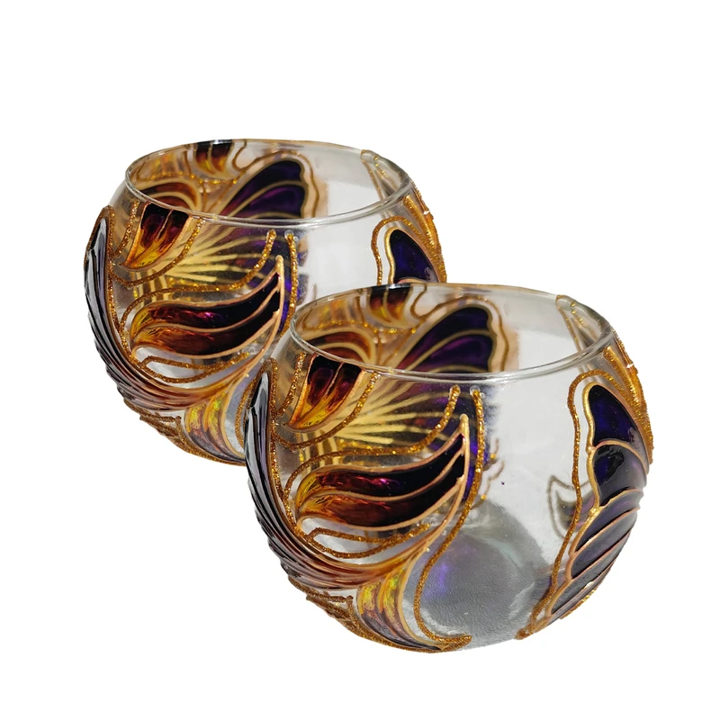 جا شمعی شیشه ای ویترای طرح رویا مجموعه دو عددی