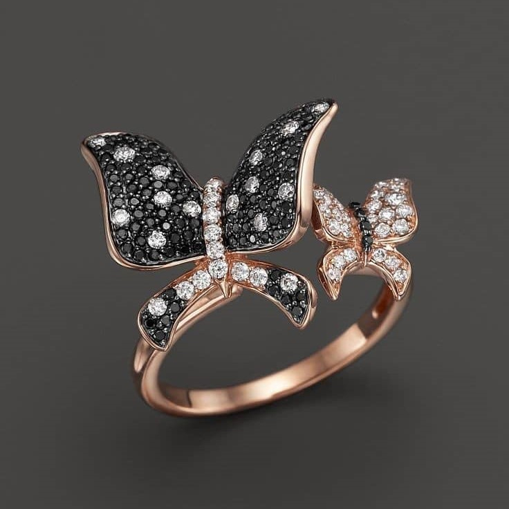  انگشتر طلا 18 عیار زنانه قیراط طرح پروانه کد GH579