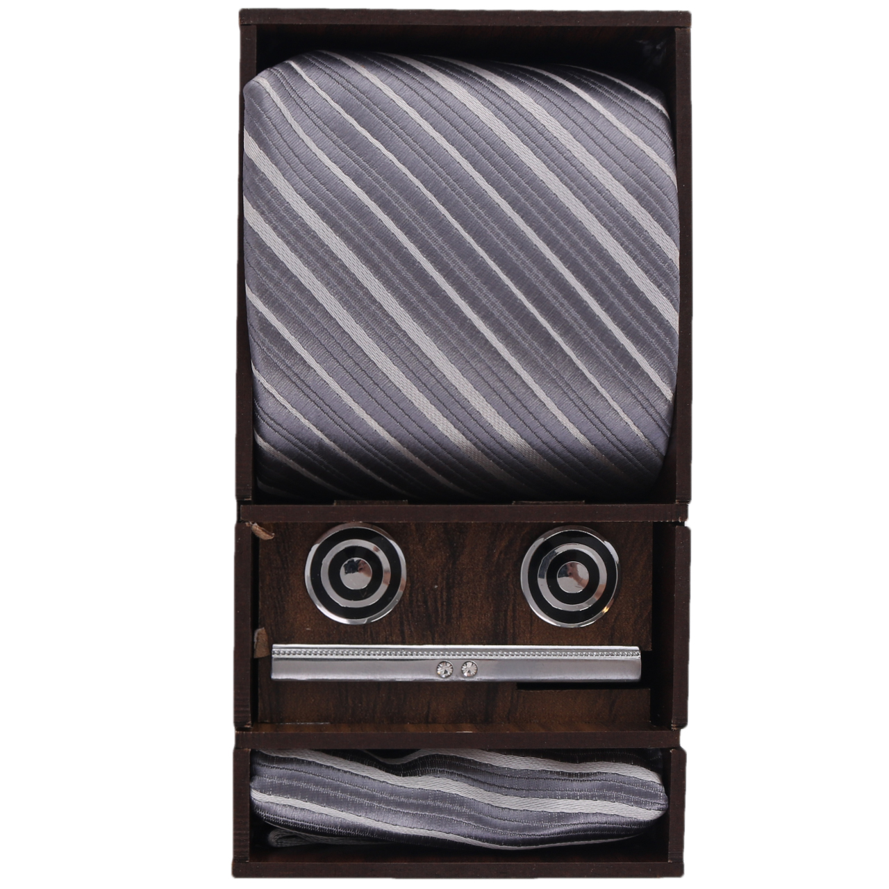 ست کراوات و دستمال جیب و دکمه سردست مردانه مدل PJ-105222