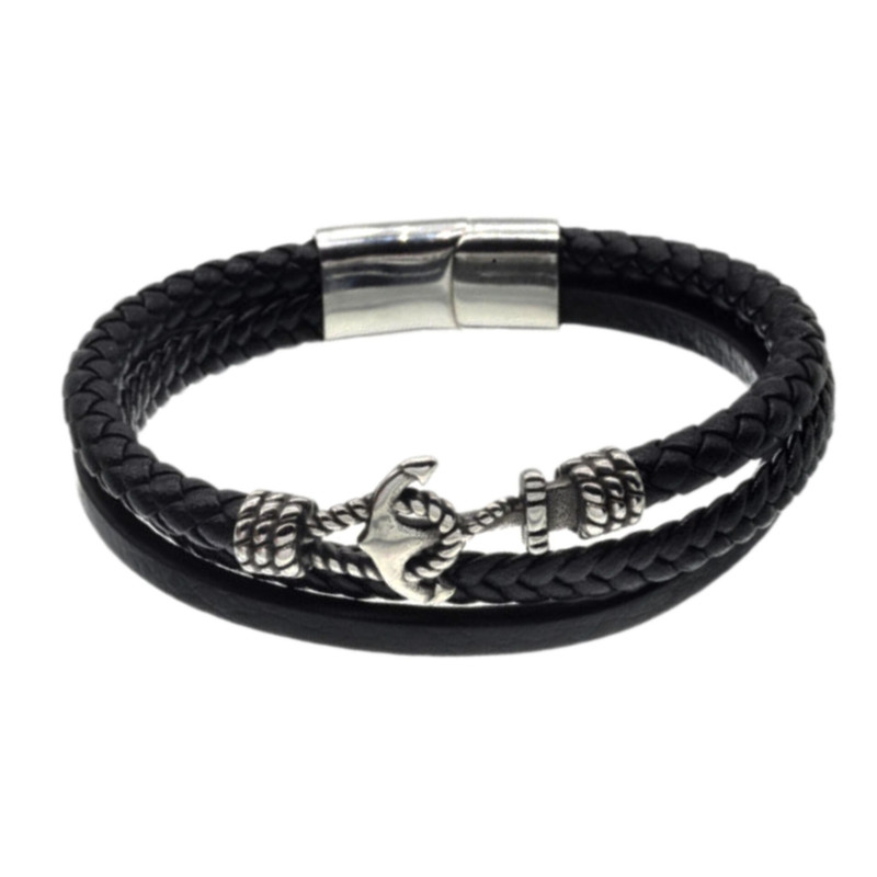 دستبند مردانه مدل چرم طبیعی کد 0033