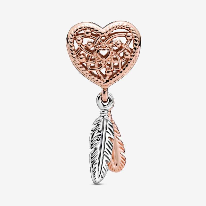 آویز گردنبند نقره زنانه پاندورا مدل Feathers Dreamcatcher