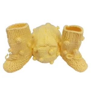 ست کلاه و پاپوش بافتنی نوزادی مدل N14