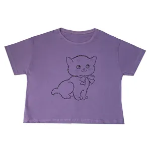 کراپ‌تاپ آستین کوتاه زنانه مدل گربه