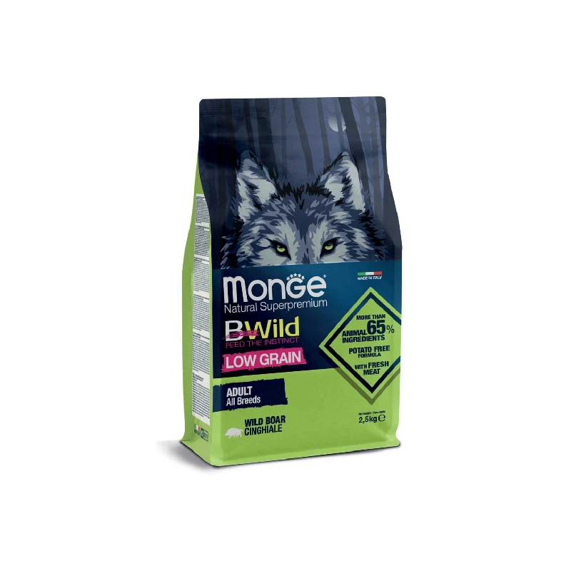 غذا خشک سگ بالغ مونژ مدل BWILD Adult All Breeds طعم گراز وحشی وزن 2.5کیلوگرم