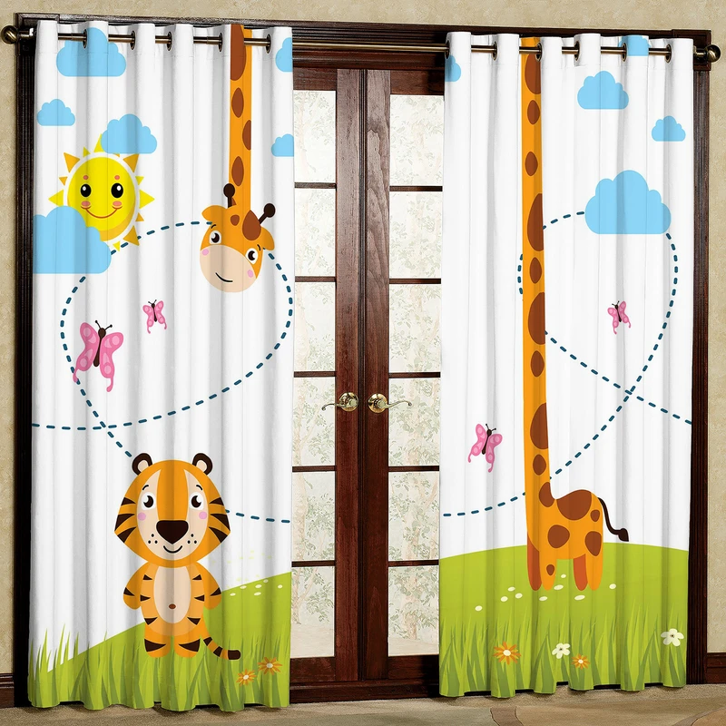 پرده مدل مخمل پانچی طرح کودک کد 1184T2 سایز 200x140 سانتی متر