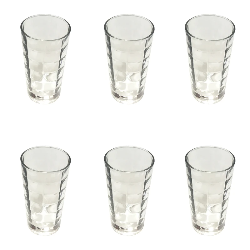 لیوان زنجان گلس مدل AQUA طرح خشتی کد 1112 بسته 6 عددی