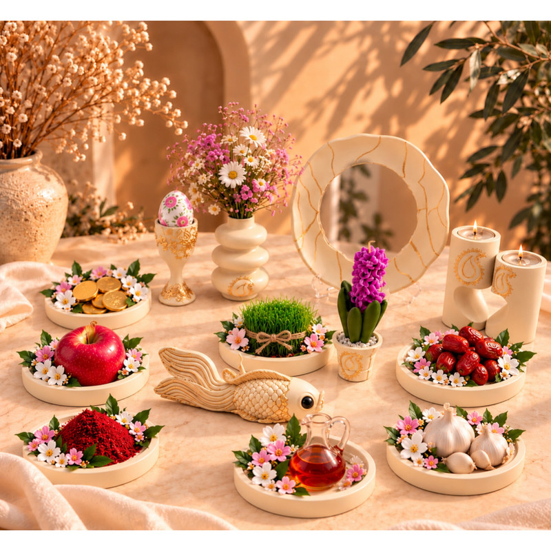 ست هفت سین طرح ترمه مجموعه 14 عددی