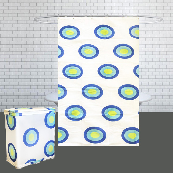 پرده حمام مدل W001 سایز 140 × 200 سانتی‌ متر به همراه سبد رخت