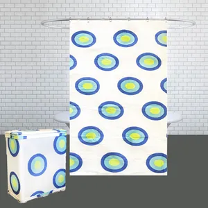 پرده حمام مدل W001 سایز 140 × 200 سانتی‌ متر به همراه سبد رخت