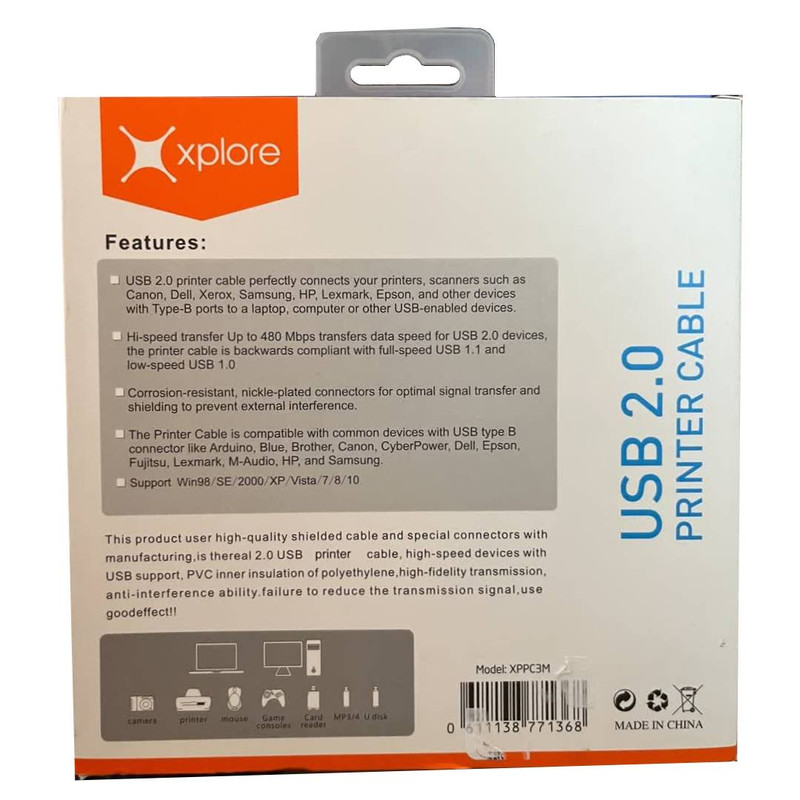 کابل پرینتر اکسپلور مدل XPPC3M طول 3 متر