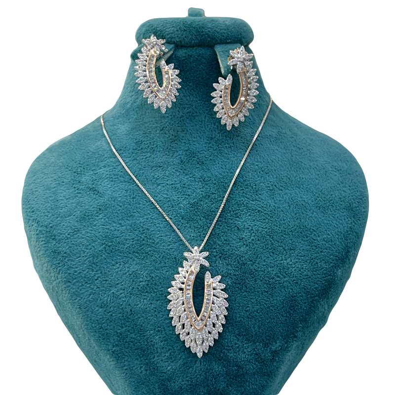 نیم ست نقره زنانه مدل  جواهری مزین به نگین اتریشی 007