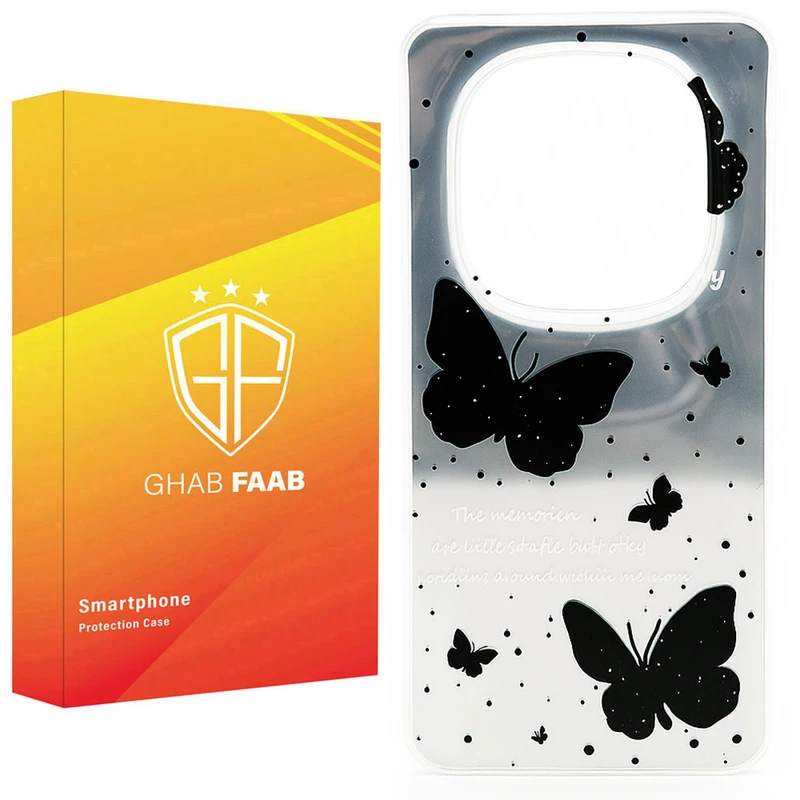 کاور قاب فاب مدل دخترانه طرح Black Butterfly مناسب برای گوشی موبایل شیائومی Redmi Note 14 Pro 4G / Redmi Note 14 Pro 5G