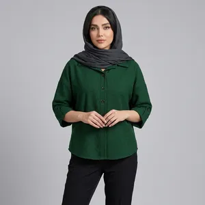 شومیز آستین پاگون دار یقه برگردان زنانه مدل پاییزه کد ۸۸۵۴