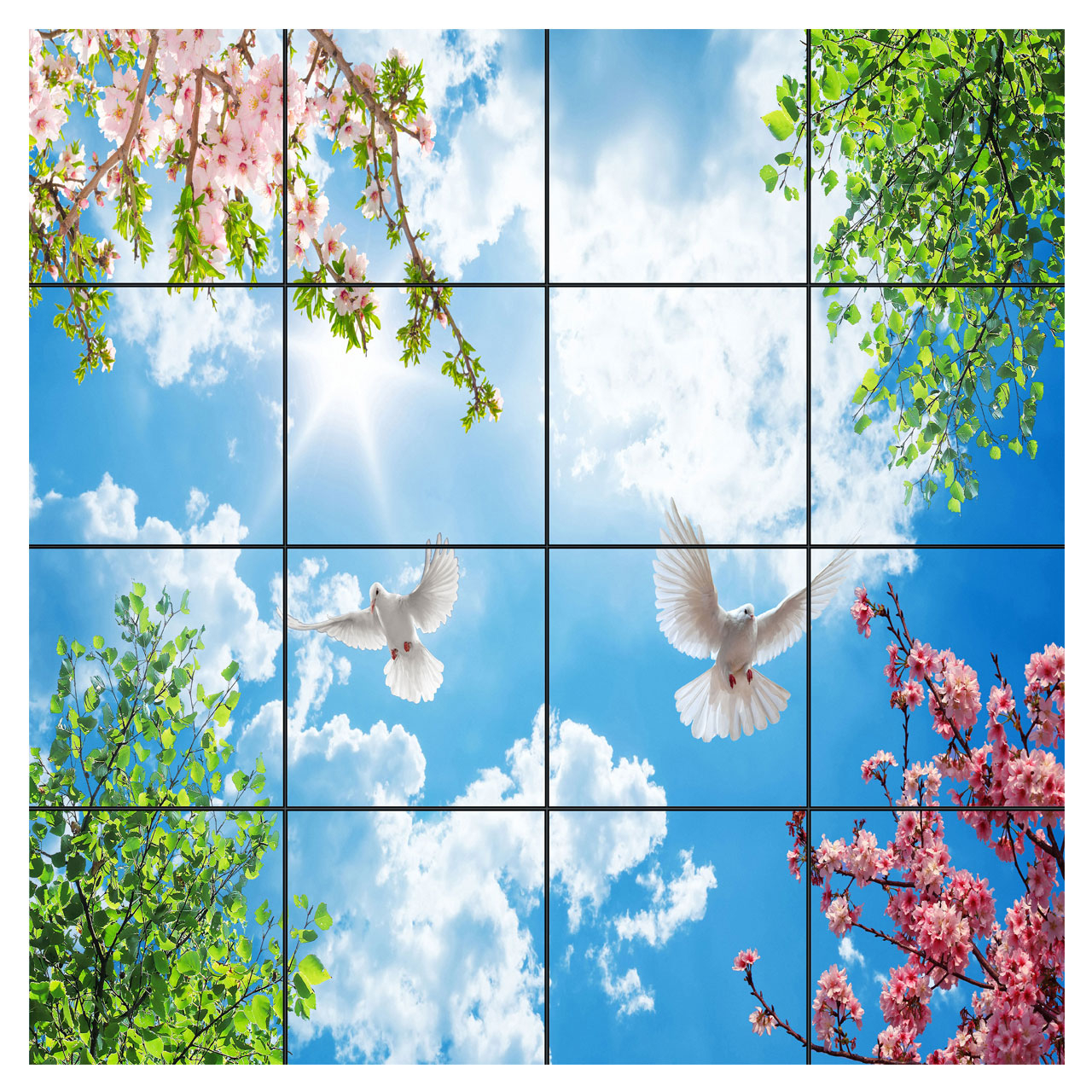 تایل سقفی آسمان مجازی طرح پرواز و آسمان کد 0800 سایز 60x60 سانتی متر مجموعه 16 عددی