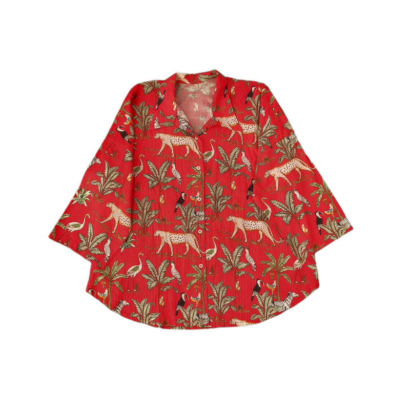 شومیز آستین سه ربع یقه برگردان زنانه مدل کوکدوزی