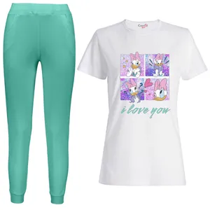 ست تی شرت آستین کوتاه و شلوار زنانه مدل 105