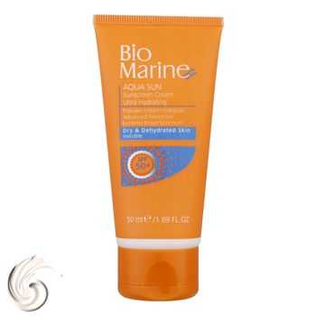 کرم ضدآفتاب بی‌رنگ بایومارین SPF50 مدل AQUA SUN، مناسب پوست‌های خشک، حجم 50 میلی‌لیتر
