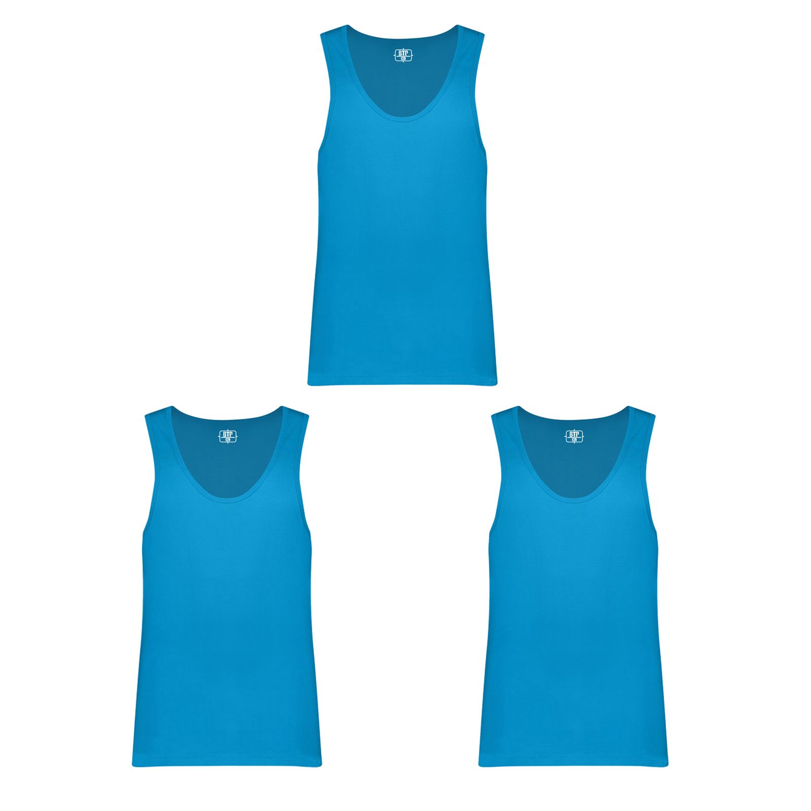 زیرپوش رکابی مردانه برهان تن پوش مدل 3-01 رنگ آبی فیروزه ای بسته 3 عددی -  - 1