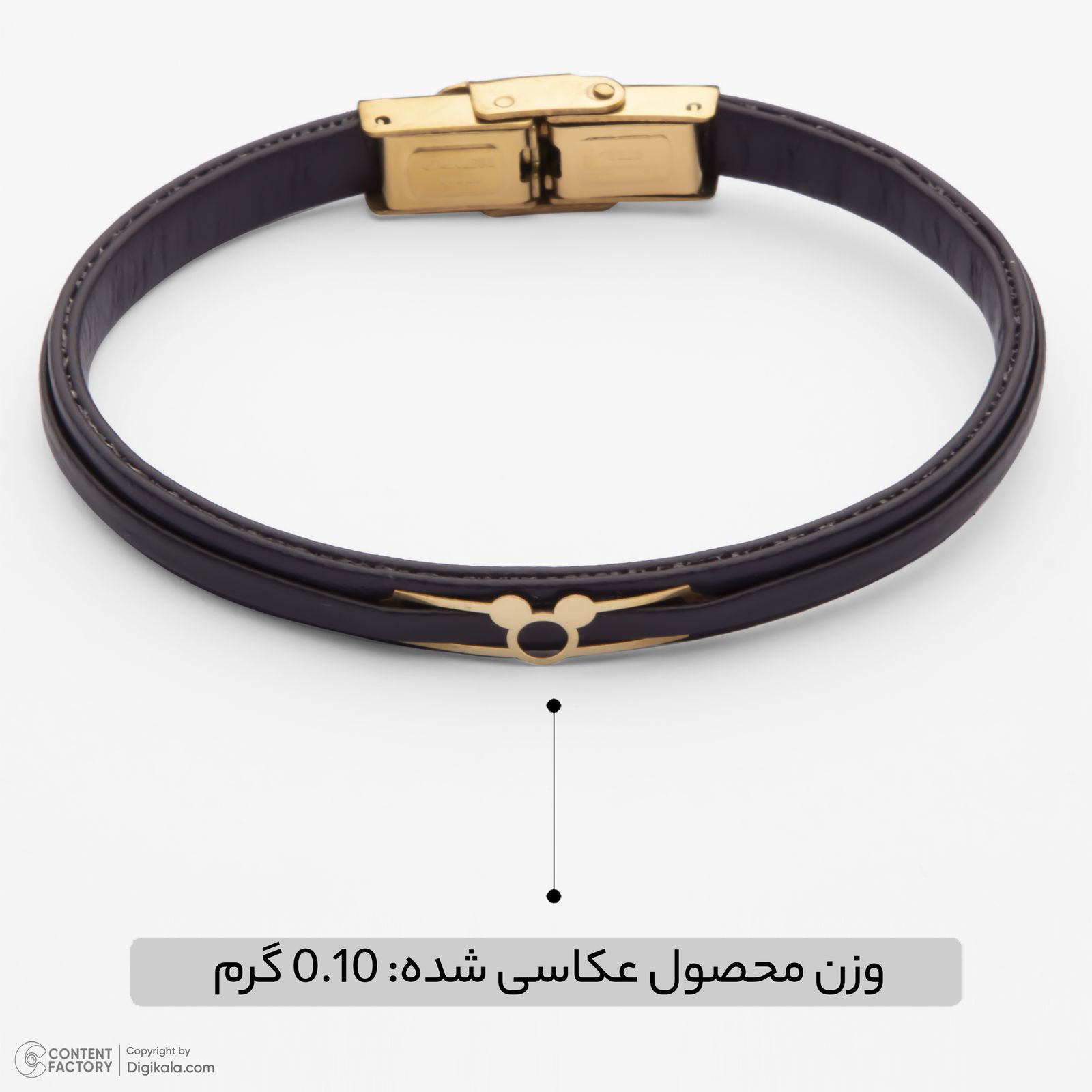 دستبند طلا 18 عیار زنانه با بند چرمی وی گالری مدل میکی ماوس کد LBB1070 -  - 7