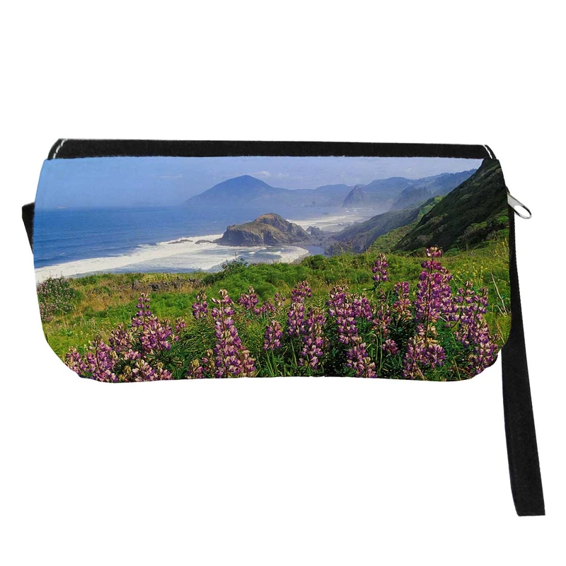  جامدادی مدل دوزیپ طرح دریا و ساحل چمنزار کد NI234