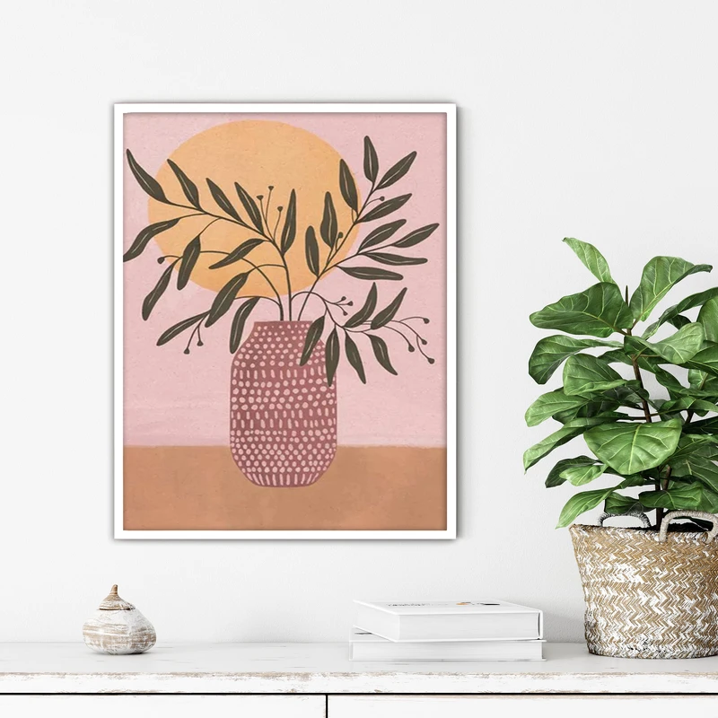 تابلو آتریسا طرح گلدان مدرن مدل ATFF293 فریم سفید