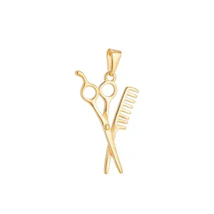 آویز گردنبند طلا 18 عیار زنانه قیراط طرح قیچی و شانه کد GH3399