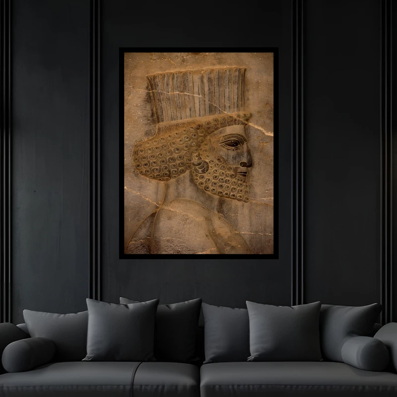 تابلو بکلیت طرح تخت جمشید باستانی تاریخی ایران سرباز هخامنشیان کوروش مدل B-bu7110 فریم مشکی