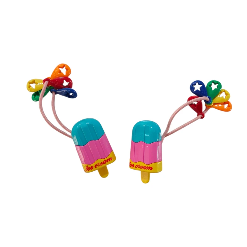 کش مو دخترانه مدل عروسکی icecream بسته دو عددی