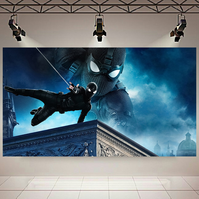 تابلو بوم مدل چرم مخمل طرح مرد عنکبوتی Spider Man Far From Home کد AR3690