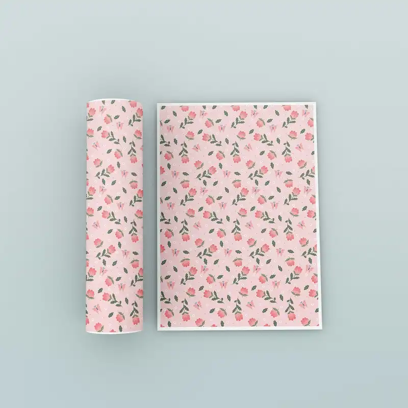 کاغذ A4 طرح دار مدل گل و پروانه مجموعه 5 عددی