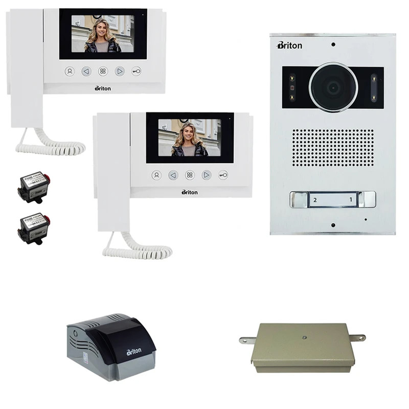 مجموعه دربازکن تصویری برایتون مدل 4310-2002 دو طبقه به همراه محافظ ولتاژ مانیتور
