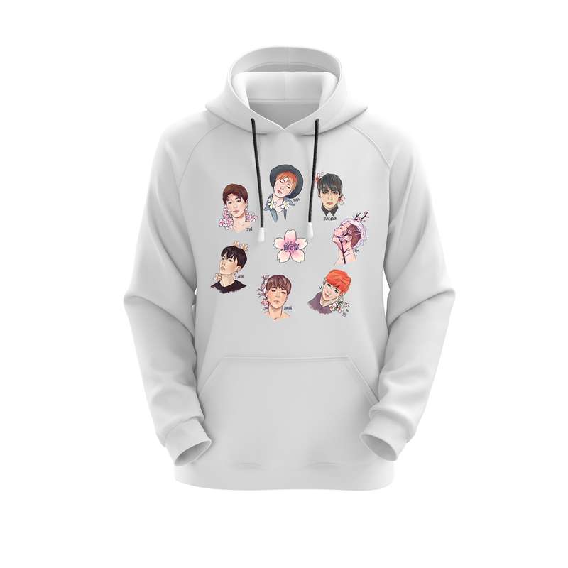 هودی زنانه مدل BTS کد E82 رنگ سفید