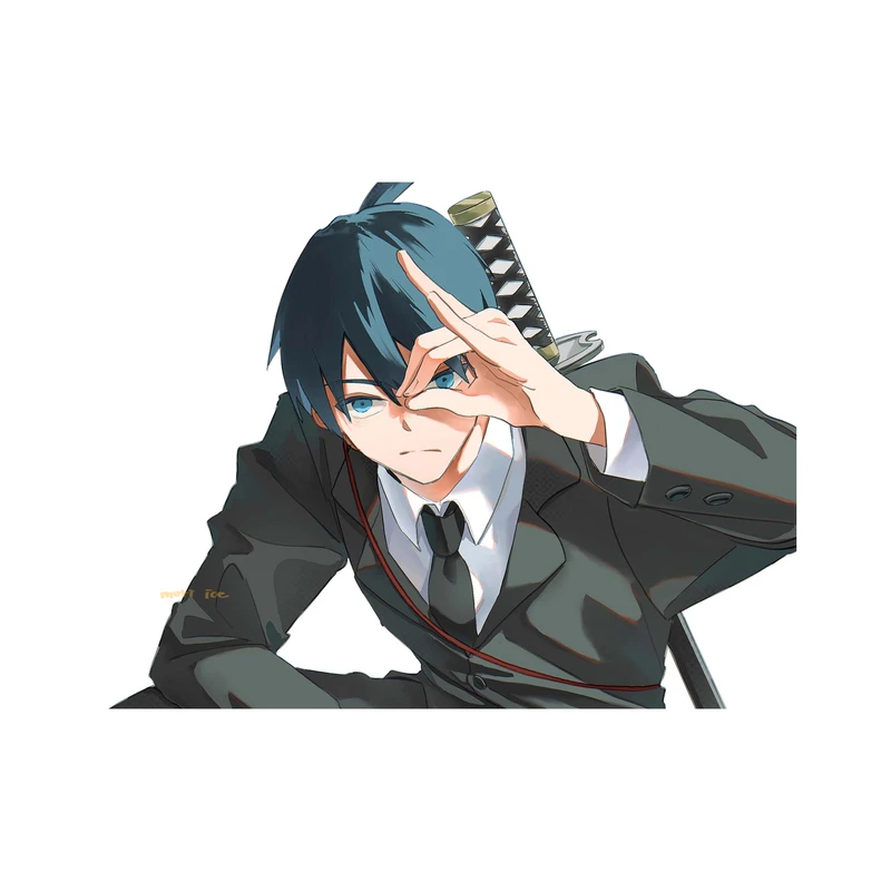 استیکر لپ تاپ و موبایل مدل انیمه طرح مرد اره ای آکی آیاکاوا Chainsaw Man Aki Hayakawa کد 3278