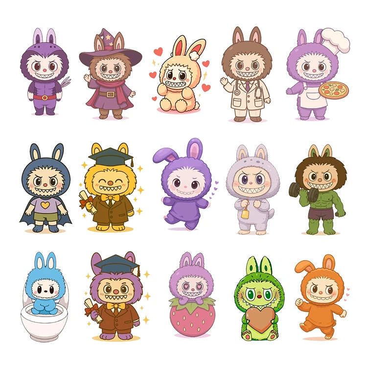 استیکر پارچه و لباس پاد آفرین مدل عروسک لبوبو کد S2296