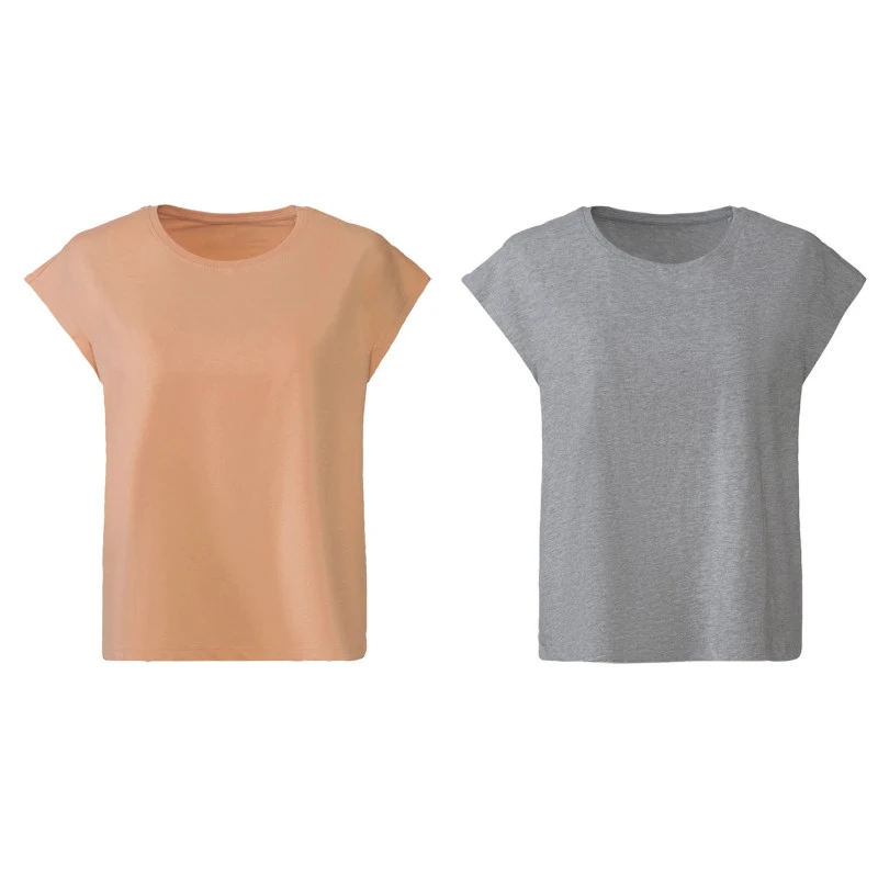 تی‌شرت  اورسایز آستین کوتاه زنانه اسمارا مدل 4094 بسته 2 عددی