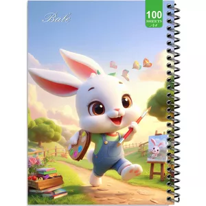 دفتر نقاشی 100 برگ بله طرح فانتزی خرگوش کوچولوی نقاش کد A4-N201