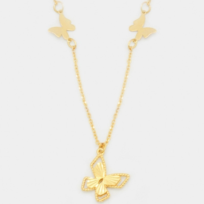 گردنبند طلا 18 عیار زنانه با زنجیر فیگارو مایا ماهک مدل 2156 پروانه تراش